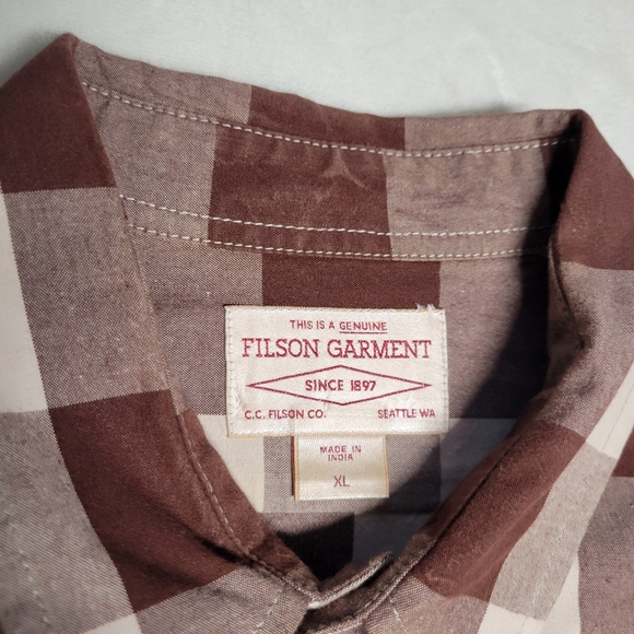 Filson Flannel Shirt Mens XL Red Maroon Plaid Alaskan Guide Outdoors Fishing - Picture 4 of 7